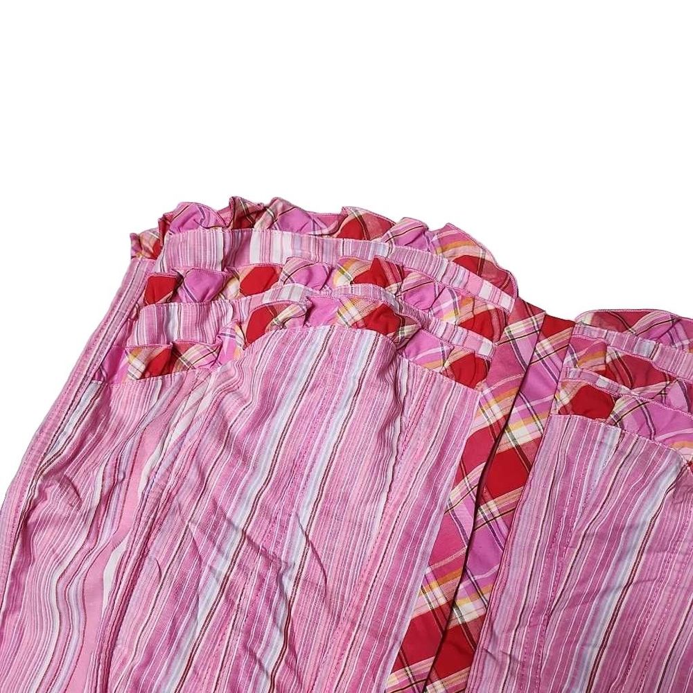Vintage 90s y2k vertical stripe frilly plaid pink cotton bustier corset straples - Picture 4 of 4